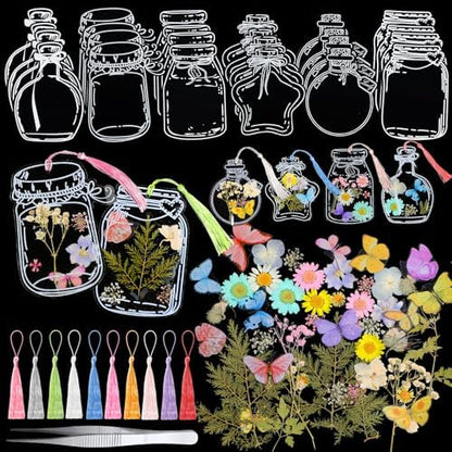 TaoBary 152 Pcs Dried Flower Bookmark Set DIY with Tassels, Macaron Color by TaoBary