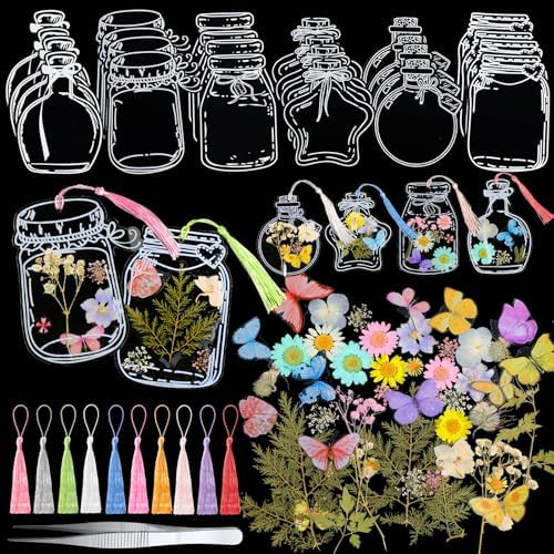 TaoBary 152 Pcs Dried Flower Bookmark Set DIY with Tassels, Macaron Color by TaoBary