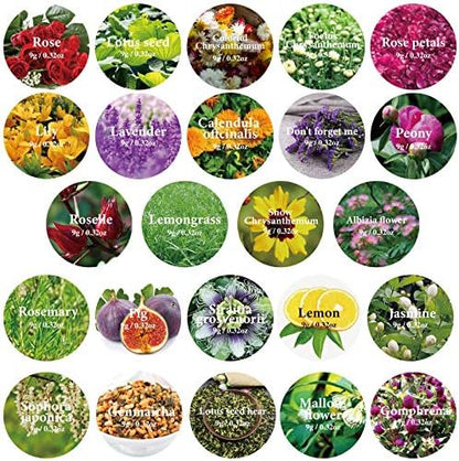 24 Bags Dried Flowers,100% Natural Dried Flowers Herbs Kit for Soap Making, DIY Candle Making,Bath - Include Rose Petals,Lavender,Don't Forget Me,Lilium,Jasmine,Rosebudsand More - Image 2