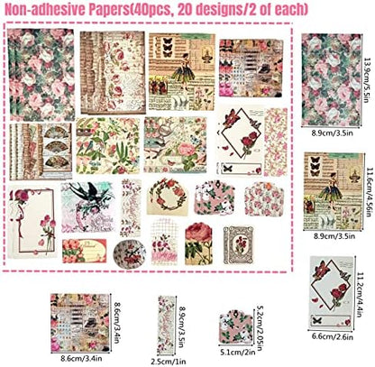 Esweny 100 PCS Vintage Ephemera Pack Journaling Scrapbooking Supplies Scrapbook Sticker Paper Kit for Junk Journal Planners Collage Craft Notebooks Decoupage Album (Flowers) - Image 3