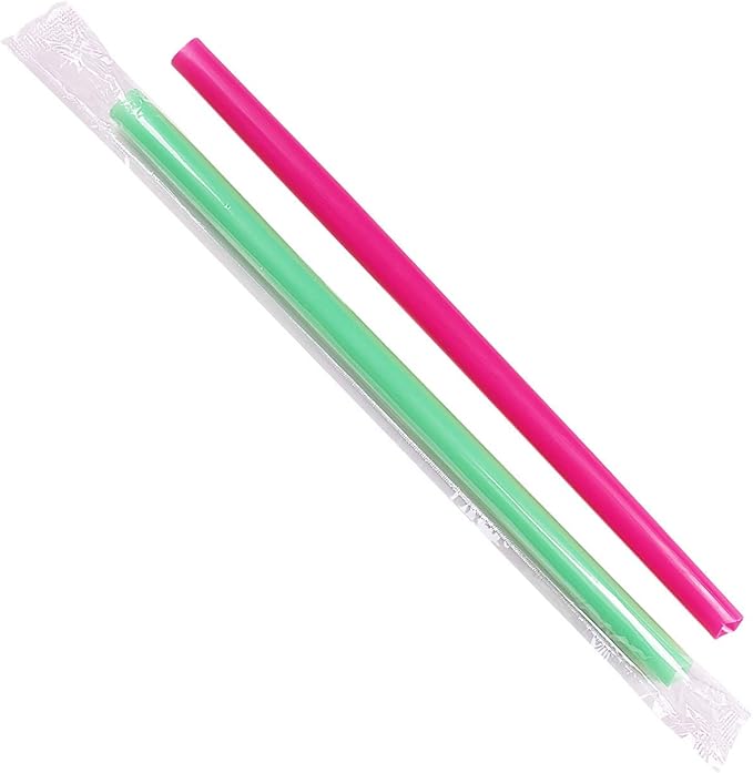 Karat [1,600 ct] 9" Boba Straws (10mm Diameter), Individually Wrapped, Assorted Solid Colors (C9060s)