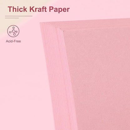 Scrapbook Album 10x10 Inches Photo Album Hardcover Kraft with Window Scrap Book Blank Memory Book for Baby Wedding Guest Book Couples Graduation Travel DIY Anniversary, 40 Pages Pink
