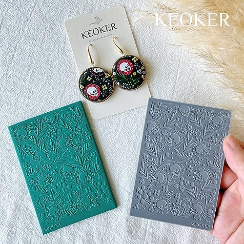 Keoker Texture Sheets for Polymer Clay, Clay Texture Mat for Making Earrings Jewerly, Halloween Polymer Clay Earrings Tools (No.3) - Image 3
