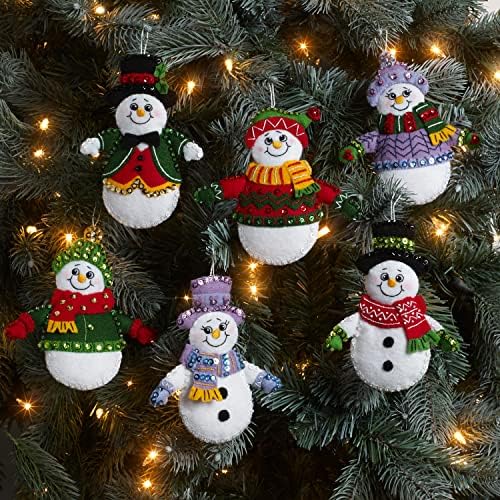 Bucilla Felt Applique 6 Piece Ornament Making Kit, Snow Much Fun, Perfect for DIY Arts and Crafts, 89492E - Image 2