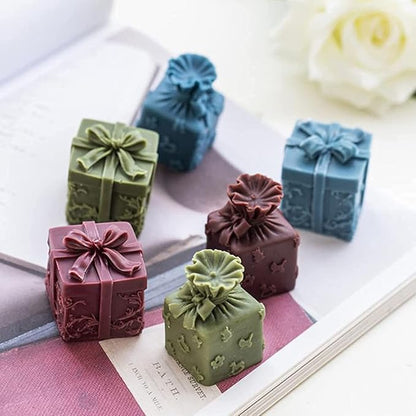 Candle Soap Silicone Mold Wick - Gift Box, DIY Handmade Candles Melt Molds for Fondant Cake Wax Melt Moulds, Christmas Cake Candy Mould, Christmas Party Gifts Decoration for Oven Cupcake
