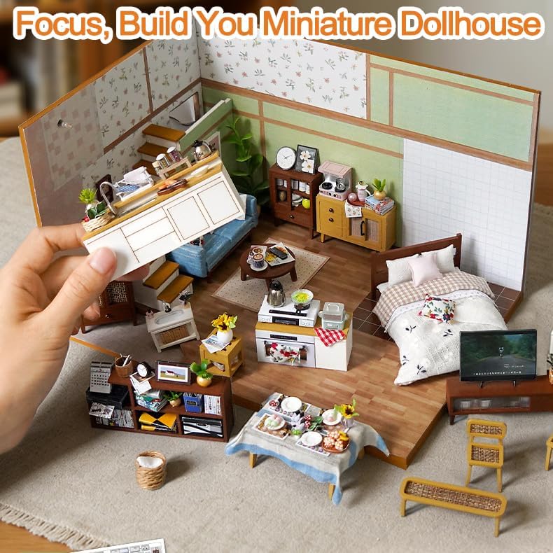 DIY Miniature Dollhouse Kit, Mini House Making Kit with Dust Cover & LED - Image 5
