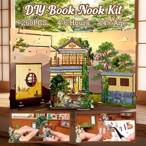 Cutefun Book Nook Kit - DIY Miniature Japanese Zen Garden House Kit - Image 6