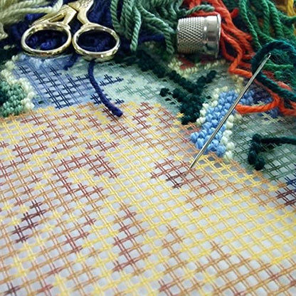 Brvsk Classic Embroidery Kit for Adults and Beginners — Lion by William Morris 16″ × 16″ with Clear, Precise Printed Design on Cotton Canvas; Includes 2 Needles, Yarn, and Easy-Read Chart - Image 2