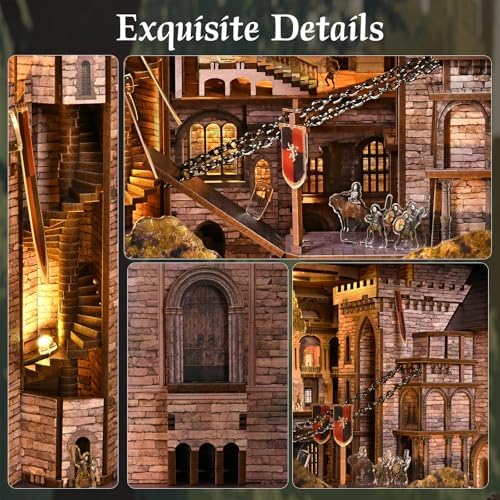 MiniCity Robin Hood Escape Book Nook Kit, DIY 3D Bookshelf Insert with LED - Image 5