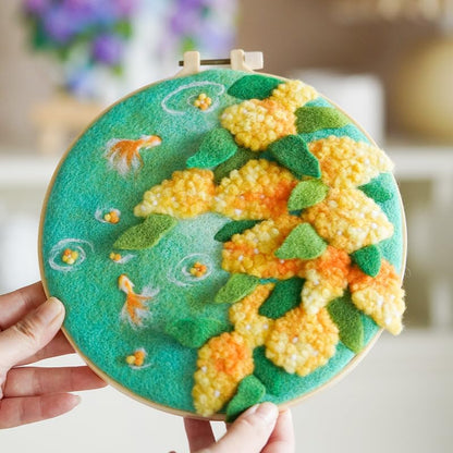 Wizardi Beginner Needle Felting Kit for Adults - Golden Blossoms. Nature Felting Kit 20x20cm. Felting Tools. Wool Felting Supplies. Felt Crafts. Wool Felt. F07N8-W440 by Wizardi