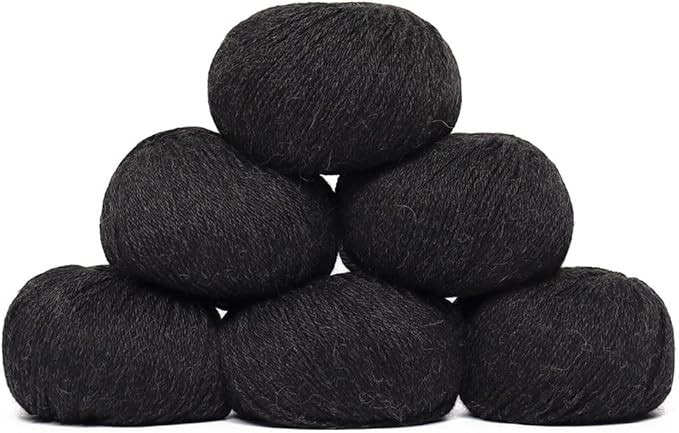100% Baby Alpaca Yarn Wool Set of 6 Skeins (300 Grams) DK Weight - Made in Peru - Heavenly Soft and Perfect for Knitting and Crocheting (Charcoal Gray, DK - 6 Skeins)