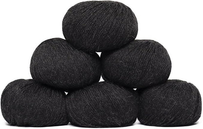 100% Baby Alpaca Yarn Wool Set of 6 Skeins (300 Grams) DK Weight - Made in Peru - Heavenly Soft and Perfect for Knitting and Crocheting (Charcoal Gray, DK - 6 Skeins)