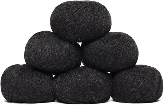 100% Baby Alpaca Yarn Wool Set of 6 Skeins (300 Grams) DK Weight - Made in Peru - Heavenly Soft and Perfect for Knitting and Crocheting (Charcoal Gray, DK - 6 Skeins)