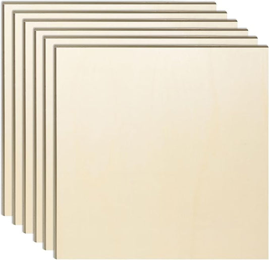 6 Pack 16 x 16 x 1/4 Inch-6mm Thick Basswood Sheets for Crafts Unfinished Plywood Sheets Boards Square Crafts Wood Sheets for DIY Laser Projects, Wood Burning, Engraving, Staining, Architectural Model