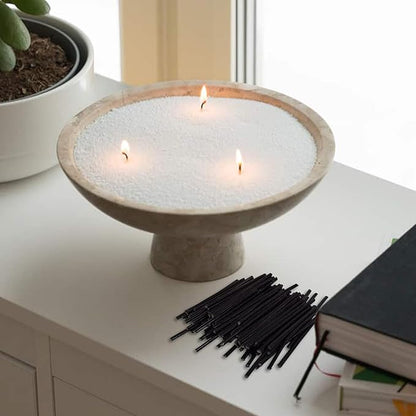Pearled Candle Cotton Wicks 500-Pack for Sand Candles Making - 2Inch Metal-Free and Lead-Free Refill Sand Wax Wick for Candle Making DIY (Black)
