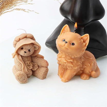 Grainrain 3D Bear Silicone Candle Mold Decorated Pillar Candle Mould Handcrafted Silicone Molds for Candle Wax Resin Gyspum Crafts Making (ZH116)