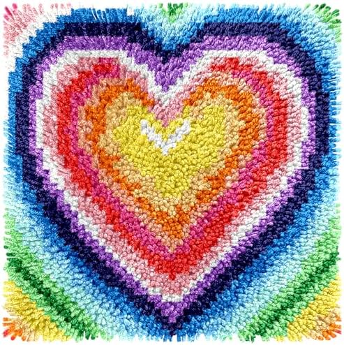 Manzapu Latch Hook Kits for Adults Beginner, 12x12 inch - 30x30 cm Cute Small Shaggy Rug Making Kits with Pre-Cut Yarn, Coded Canvas ＆ Crochet Hook Tool - Relaxing DIY Craft Gift by Manzapu