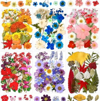 MIKIYA 150Pcs Dried Pressed Flowers for Resin, Assorted Real Natural Bulk Dry Floral Leaves for DIY Art Crafts, Epoxy Molds, Jewelry, Soap, Candle Making, Nails Decors by MIKIYA