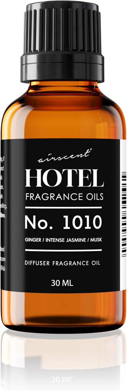 AirScent Hotel Diffuser Oil No. 1010 - Ginger Jasmine Tonka Bean - Hotel Scent Dupe - Premium Fragrance Oil for Ultrasonic and Waterless Diffuser - 30 mL, 1 fl oz Glass Dropper Bottle