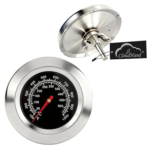 CloudHand 3" Grill Thermometer for Outside Grill BBQ Temperature Gauge Stainless Steel high Temp Thermometer 100F to 1000F BBQ for Barbecue Charcoal Grill Smoker