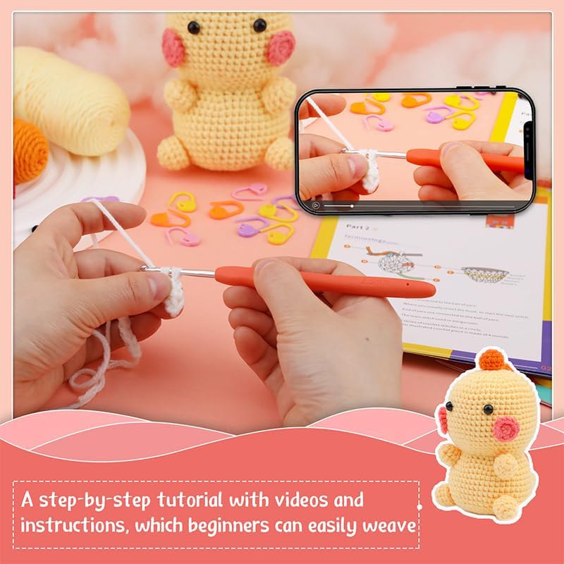 conokata Crochet Kit for Beginners Crafts for Adults and Kids Teen Girls Knitting Needles Yarn with Step-by-Step Video Tutorial Animal and Plant for Crochet Lovers - Image 4