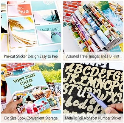 Diuhofart 2026 Vision Board Sticker Book - 300+ Peel & Stick Landscape Images with Metallic Letters, Complete Vision Board Kit & Supplies for Women Men, Dream Board Magazine for Goal Setting - Image 3