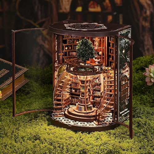 ISSEVE Book Nook Kit, Library Booknook Kits Dollhouse Bookshelf Decoration - Image 5