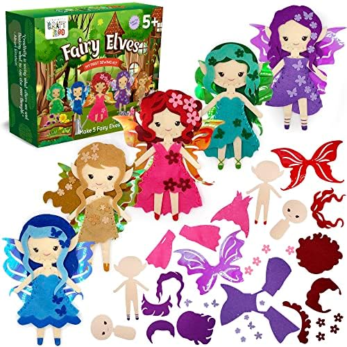 Fairy Elves Sewing Kit for Kids Ages 7-12 - Rainbow Garden Felt Craft by Craftiloo