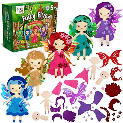 Fairy Elves Sewing Kit for Kids Ages 7-12 - Rainbow Garden Felt Craft by Craftiloo