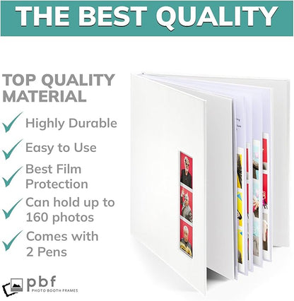 PBF (10 Pack) Photo Booth Album, Guest Book with 2x6 Clear Picture Inserts, White Cover with Plastic Sleeves & White Pages, Scrapbook Album for Photo Strips, Memory Book, Wedding, and Baby Showers