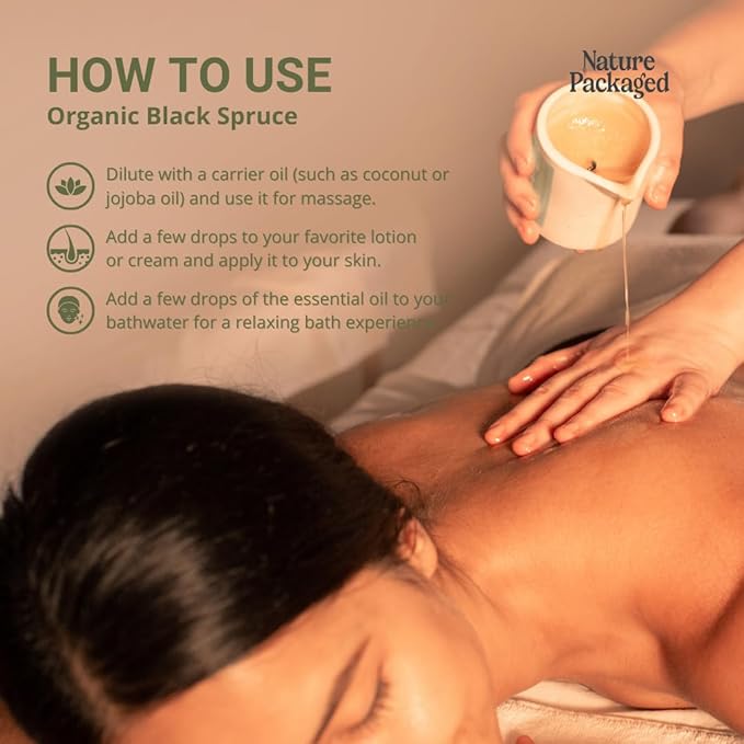 Nature Packaged Organic Black Spruce Essential Oil from Canada - Black Spruce Essential Oils for Candle Scent (5mL)