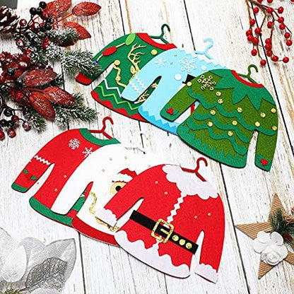 Kasyat 12 Pcs Christmas Ugly Sweater for Families DIY Felt Ornaments Kits - Image 6