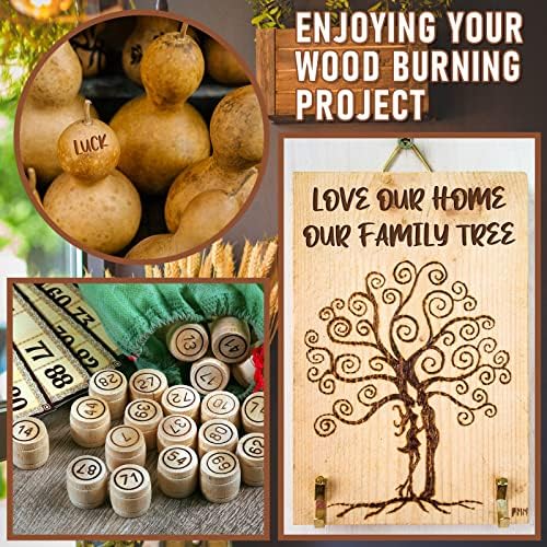 Honoson 28 Pieces Wood Burning Number Tips Stamps Kit Tool, Numbers and Symbol Copper Mold Carving Set for DIY Embossing Carve Crafts Wooden Burning Stencil Kits Hobby Woodworking Tools - Image 6