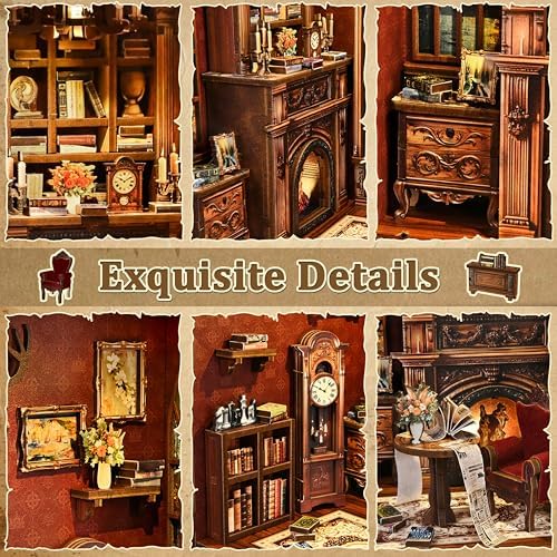 ISSEVE Book Nook Kit, Library Booknook Kits Dollhouse Bookshelf Decoration - Image 5
