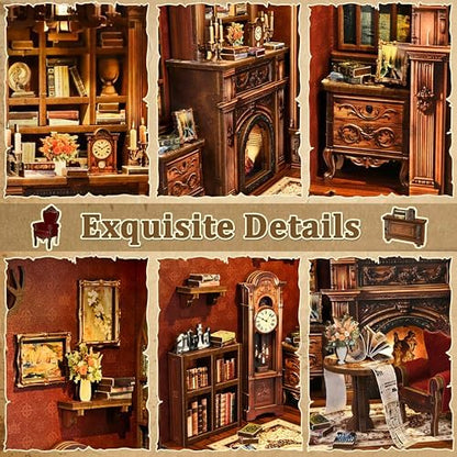 ISSEVE Book Nook Kit, Library Booknook Kits Dollhouse Bookshelf Decoration - Image 5