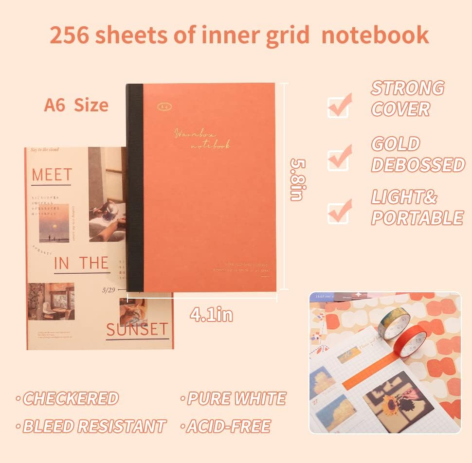 emmoolife 348 Pcs Scrapbooking Supplies Kit, Vintage Aesthetic Scrapbook Kit for Bullet Junk Journal, Stationery, A6 Grid Notebook, DIY Journaling Supplies, Birthday Craft Gift for Teen Girl Women - Image 4