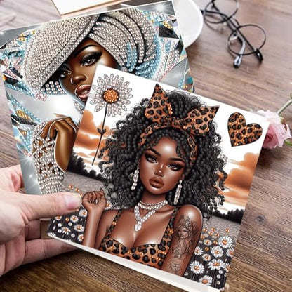 JISHSHAY 6 PCS Diamond Painting Greeting Cards African Woman Diamond Art Birthday Cards with Envelopes Gem Art Gem Painting Mosaic Kits for Adults for Thanksgiving Birthday Anniversary Valentine - Image 7