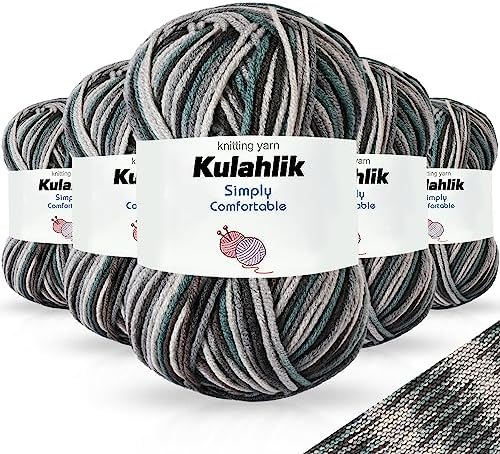 250g(5x50g) Acrylic Yarn for Crochet/Knitting, Colorful Gradient Yarn Thread, 5 Rolls Skeins, Perfect for Any Knitting Crochet and Crafts Mini Project by Kulahlik