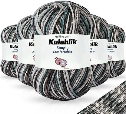 250g(5x50g) Acrylic Yarn for Crochet/Knitting, Colorful Gradient Yarn Thread, 5 Rolls Skeins, Perfect for Any Knitting Crochet and Crafts Mini Project by Kulahlik