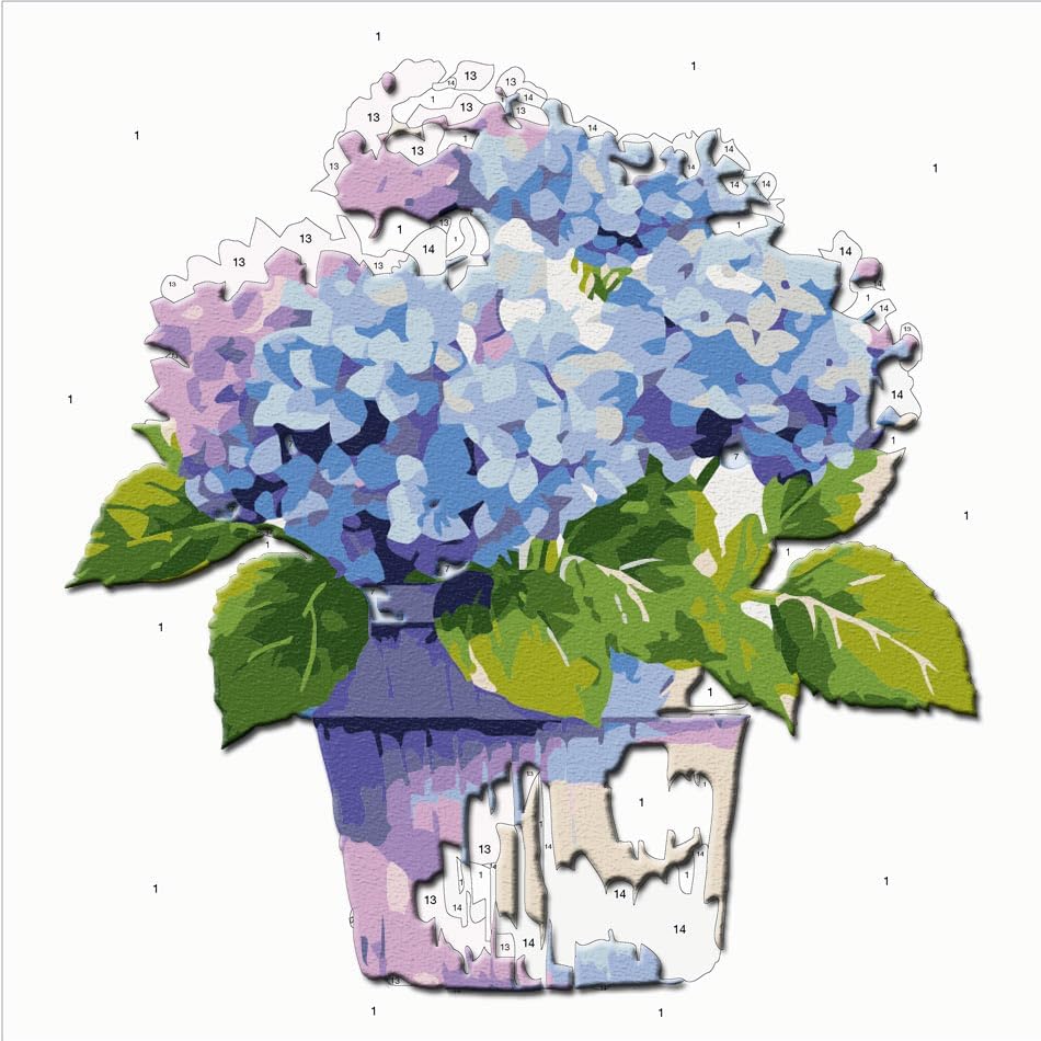 TOCARE Framed Paint by Numbers Kit for Adults, Hydrangea Paint by Number Framed, Adult Paint by Number Kits on Canvas Framed Flowers for Home Wall Decor (10x10 Inch, Without Easel) - Image 5