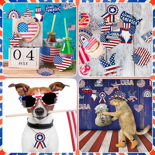 JellyArch 36 Pcs 4th of July Crafts Patriotic Wood Cutouts for Kids, 250th Anniversary Independence Day Blank Unfinished Wooden Shapes Slices Memorial DIY Hanging Ornaments for School Home Party - Image 5