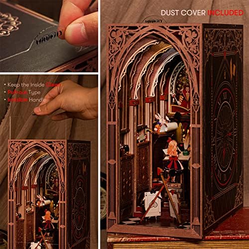 MiniCity Alice in Wonderland Book Nook Kit, Wooden Miniature House with LED - Image 5