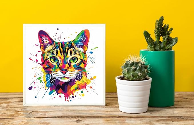 Moohue Stamped Cross Stitch Kits for Adults Animal Cute Cat 14CT Pre Printed Cross Stitch Kits for Beginners (Cute Cat)
