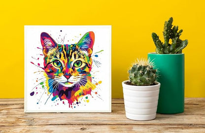 Moohue Stamped Cross Stitch Kits for Adults Animal Cute Cat 14CT Pre Printed Cross Stitch Kits for Beginners (Cute Cat)