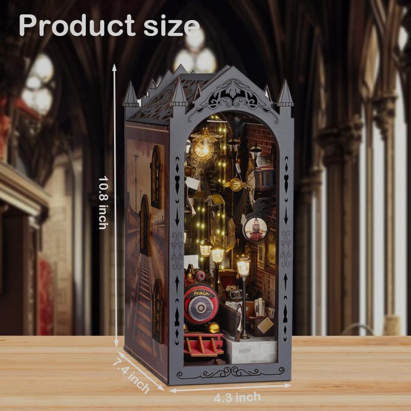 DIY Book Nook Kit, 3D Wooden Puzzle Miniature House Kit Adult, Magic Train - Image 2