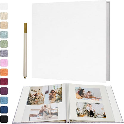 Vienrose Large Photo Album Self Adhesive for 4x6 8x10 10x12 Pictures Scrapbook Album DIY Scrap Book 40 Sticky Pages with A Metallic Pen 13"x12.6"40 Pages