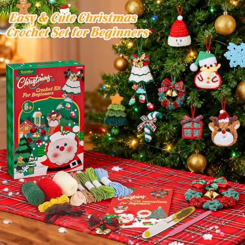 Ecoofor Christmas Crochet Kit for Beginners — DIY Holiday Crochet Starter Kit for Adults with Step-by-Step Video Tutorials & Patterns, Perfect for Christmas Decorations & Gifts - Image 6