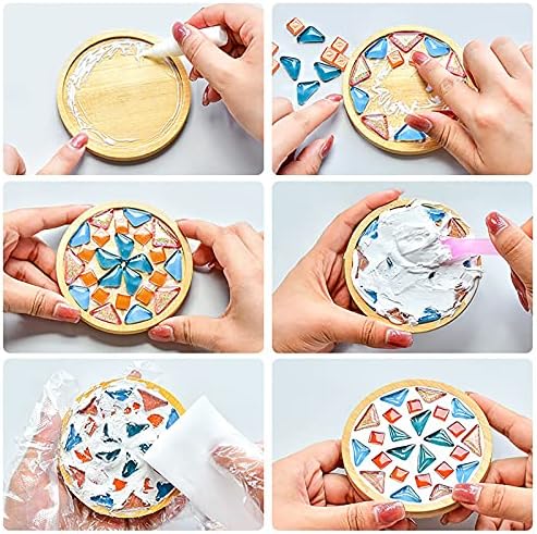 DIY Mosaic Bamboo Coasters, Blank Base Trays, Drinking Cup Coaster, Plant Coaster, Art Plate (6 Pack, Mosaic Tiles not Included) - Image 7
