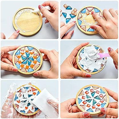 DIY Mosaic Bamboo Coasters, Blank Base Trays, Drinking Cup Coaster, Plant Coaster, Art Plate (6 Pack, Mosaic Tiles not Included) - Image 7