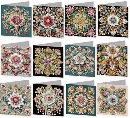 jinglinhh 12pcs Diamond Art Painting Mandala Greeting Cards with Envelopes, DIY Card Making Kits for Adults, Diamond Art Christmas Cards for Holiday Gifts by Unknown
